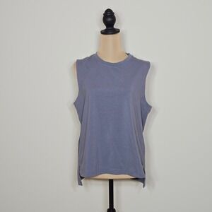 Athleta Effortless Tank Cosmic Grey Supima Cotton Muscle Tee 532223 Womens L
